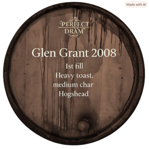 Glen Grant 2008 1st fill Heavy toast, medium char Hogshead